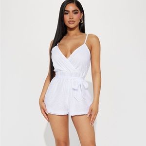 Fashion Nova lily lace romper white